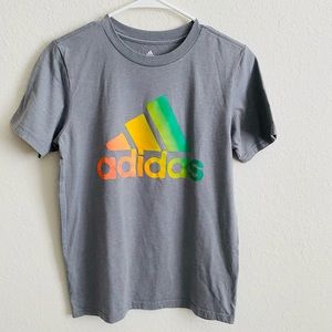 Adidas Youth size Large T-Shirt with Multi-Colored Logo.  US size 14/16.